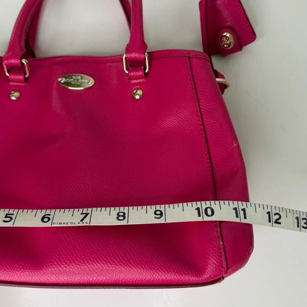Coach Mini Margot Carryall Women Pink Crossgrain Leather Satchel Barbiecore AUTH